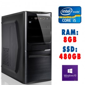 Computer Assemblato Intel Core i5-2400 Ram 8GB SSD 480GB DVD-RW USB 3.0 HDMI WIN 10