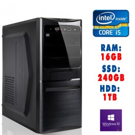 ★ PC COMPUTER ASSEMBLATO Intel Core i5-2400 Ram 16GB SSD 240GB Hard Disk 1TB DVD-RW USB 3.0 HDMI WIN 10