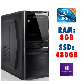 PC COMPUTER ASSEMBLATO    Intel Core i7-3770 Ram 8GB SSD 480GB DVD-RW USB 3.0 HDMI WIN 10