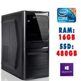 ★ PC COMPUTER ASSEMBLATO Intel Core i7-3770 Ram 16GB SSD 480GB DVD-RW USB 3.0 HDMI WIN 10