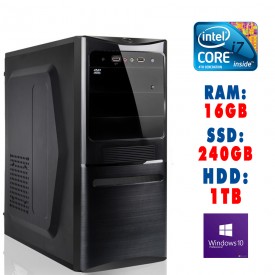 ★ PC COMPUTER DESKTOP ASSEMBLATO Intel Core i7-3770 Ram 16GB SSD 240GB Hard Disk 1TB DVD-RW USB 3.0 HDMI WIN 10