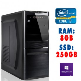 PC COMPUTER DESKTOP ASSEMBLATO Intel Core i3-10100 B460 Ram 8GB SSD 250GB NVMe M.2 DVD-RW USB 3.0 WIN 10