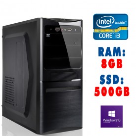 PC COMPUTER DESKTOP ASSEMBLATO Intel Core i3-10100 B460 Ram 8GB SSD 500GB NVMe M.2 DVD-RW USB 3.0 WIN 10