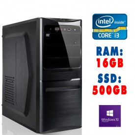 PC COMPUTER DESKTOP ASSEMBLATO Intel Core i3-10100 B460 Ram 16GB SSD 500GB NVMe M.2 DVD-RW USB 3.0 WIN 10