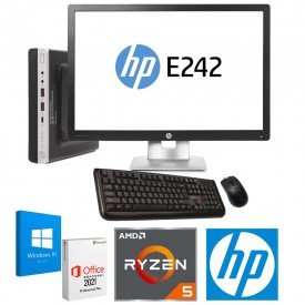 PC Computer Ricondizionato COMPLETO HP EliteDesk 705 G4 Mini AMD Ryzen 5 Pro MONITOR 24"