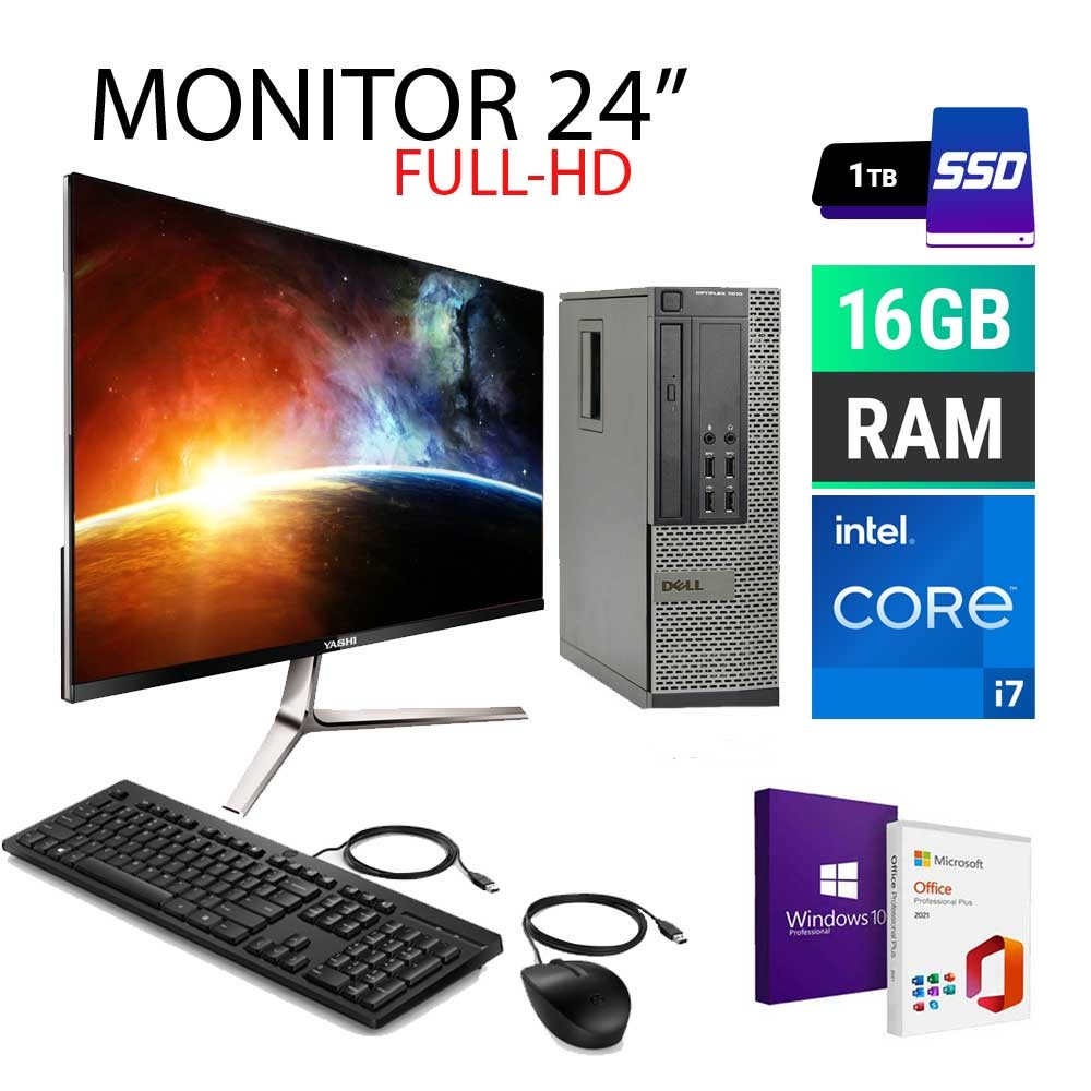 pc computer ricondizionato dell completo core i7 monitor office 2021