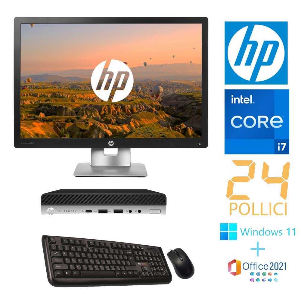 HP EliteDesk 800 G5 Mini PC Intel i7-9700 Ram 16Gb SSD 512Gb (Ricondizionato Grado A) MONITR INCLUSO