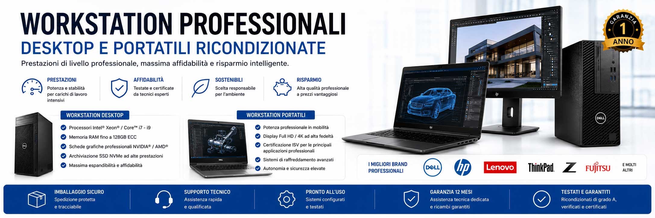 Workstation professionali ricondizionate per CAD, rendering e grafica 3D.
